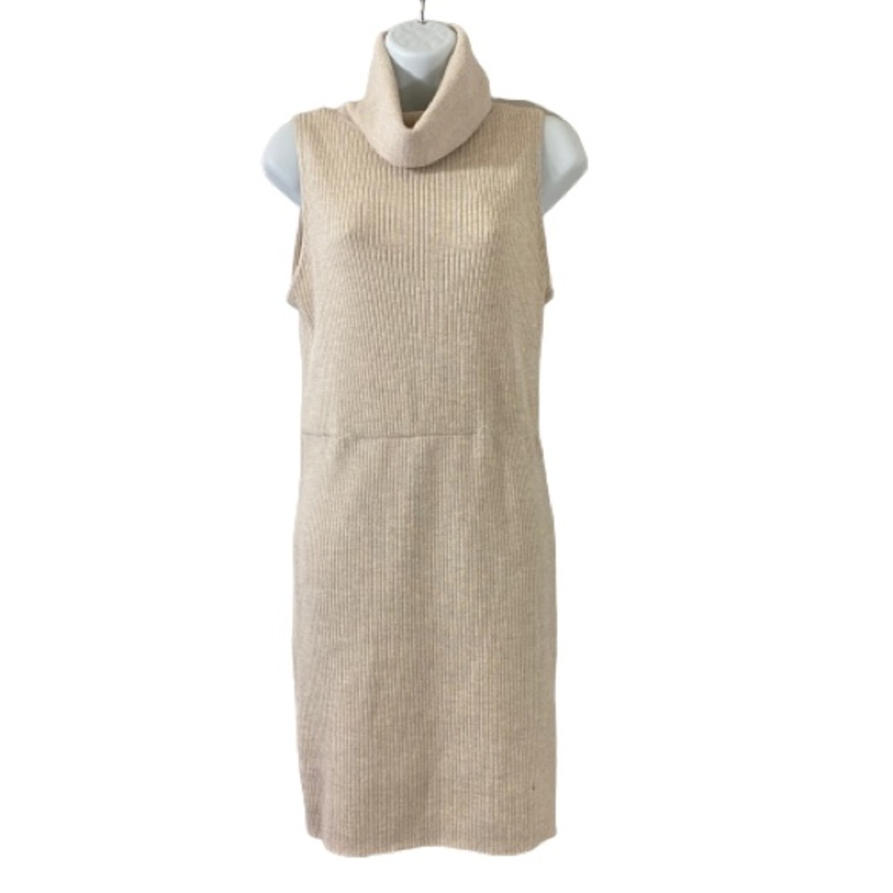 Alice+Olivia Cream Turtleneck Sleeveless Dress